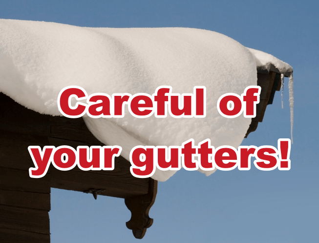 roof raking be careful of gutters