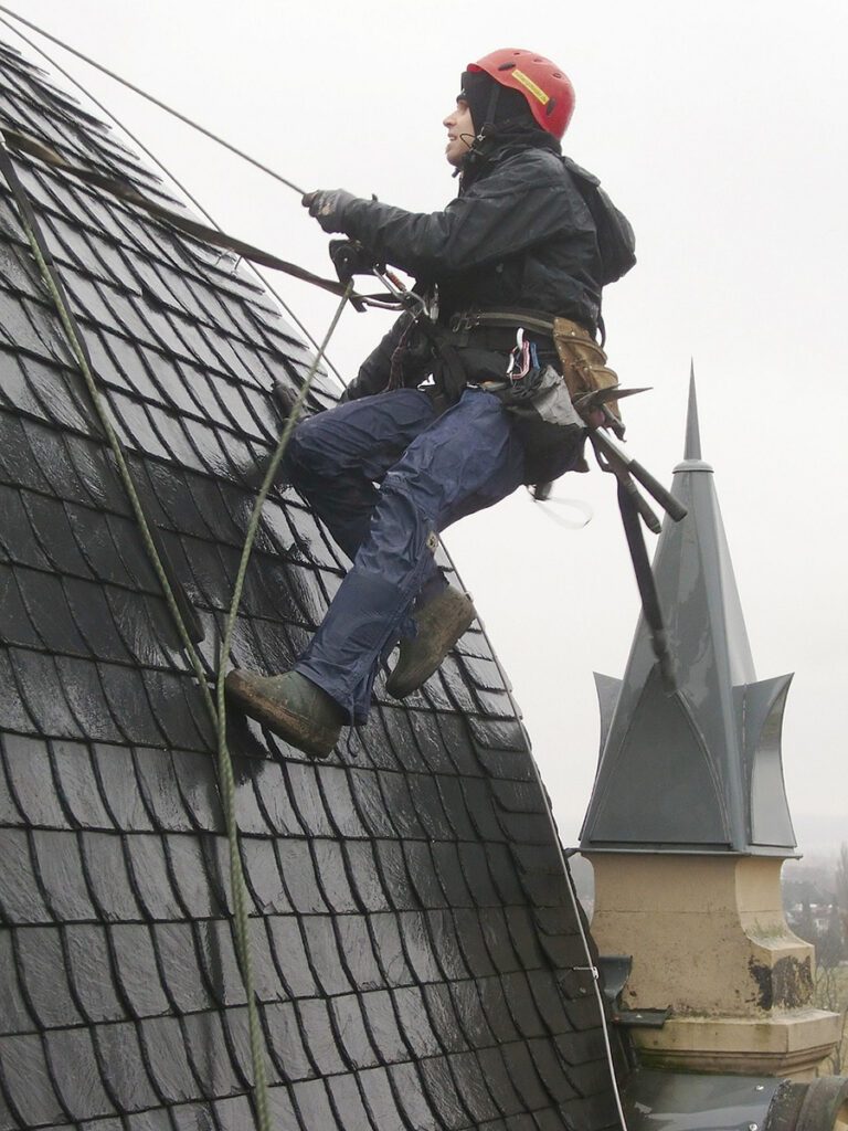 Installing a metal roofing involves specialized safety equipment 